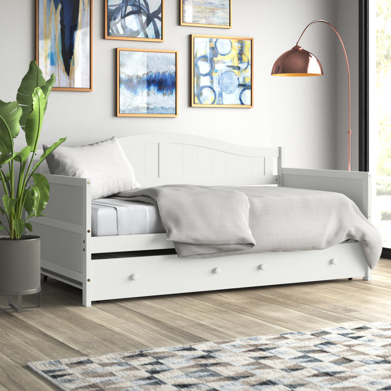 Viv Rae Brainerd Modern Wood Twin Daybed with Trundle White Reviews Wayfair